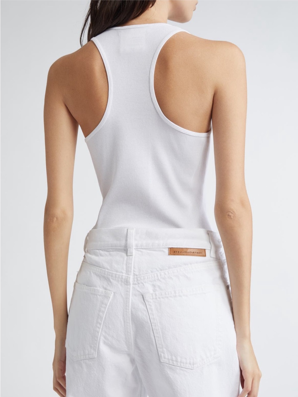 Stella McCartney White Ribbed Rhinestone Tank Top - Picture 2 of 4